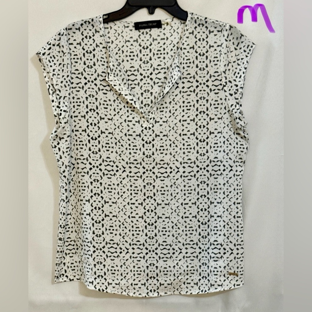 Ivanka Trump Black and White Geometric Blouse